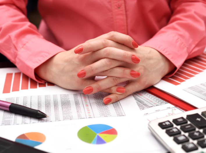 Woman with investments and portfolio